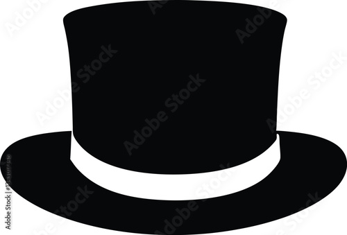 Top hat silhouette vector, Magician hat icon vector illustration