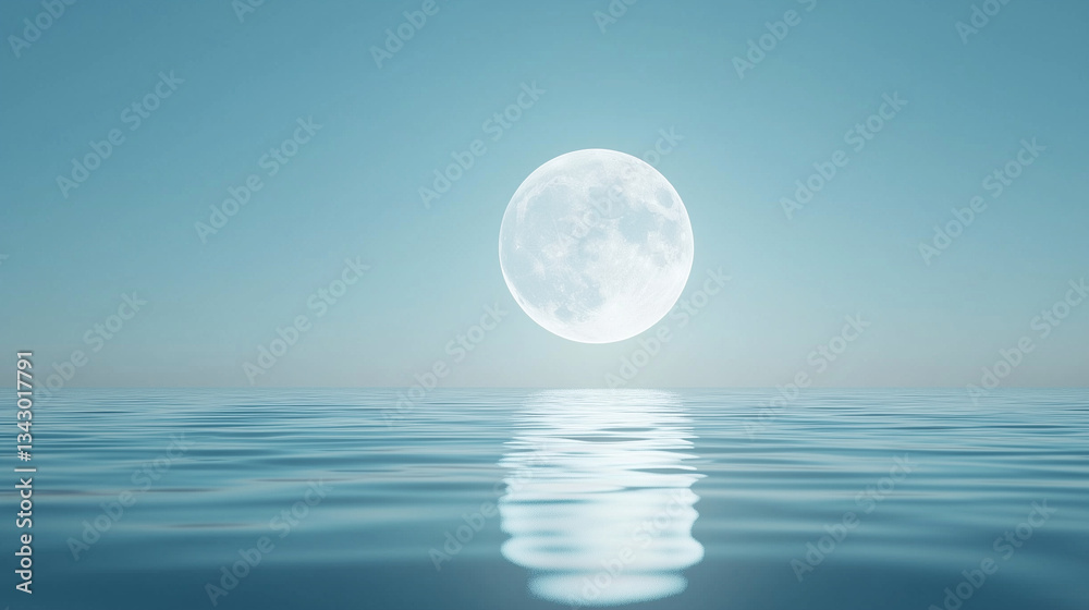 Luminous Moonlit Serenity: A captivating image of a full moon casting a tranquil, silvery glow over a calm expanse of water under a serene sky. Luminous Moonlit Serenity: A captivating image of a full moon casting a tranquil, silvery glow over a calm expanse of water under a serene sky.