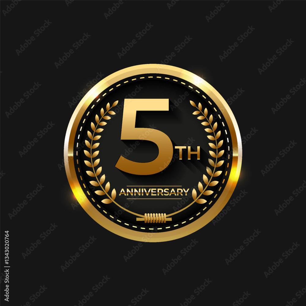 Fototapeta premium 5th anniversary with golden color