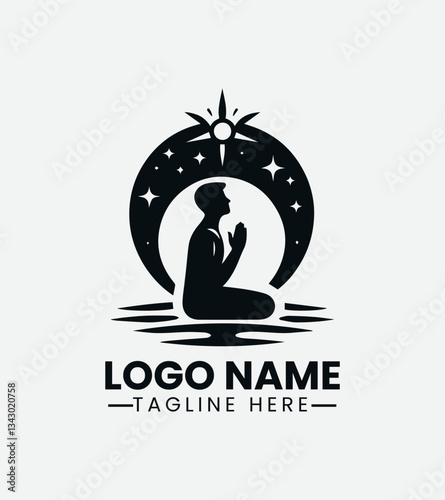 Praying Man Logo Design, Spiritual Man Logo