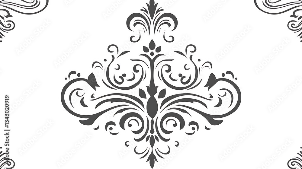 Elegant Damask Pattern for White Background. Elegant Damask Pattern for White Background.