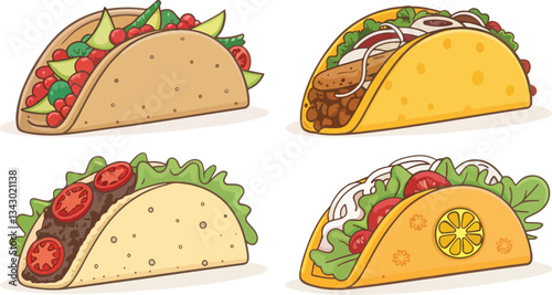 Set of Taco vector design, Taco Logo and icon design, Taco vector design, Taco Icon Set
