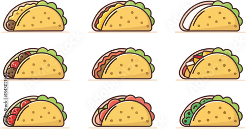 Taco Illustration vector design, Taco Logo and icon design
