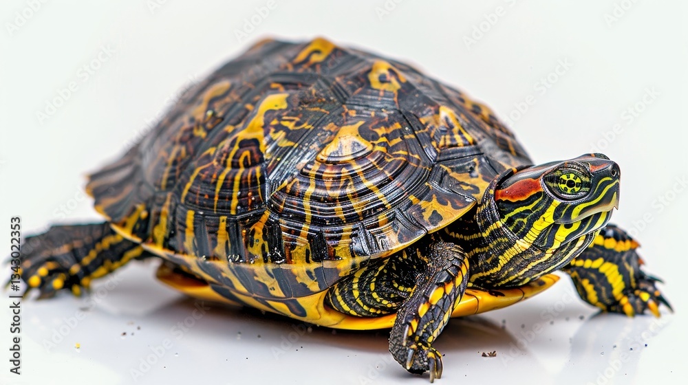 Obraz premium Large turtle isolated on a white background, showcasing its unique features and texture