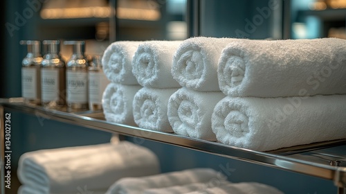 Stocked with fresh towels, toiletries, and neatly folded linens, a hotel housekeeping cart is ready to serve guests with care.