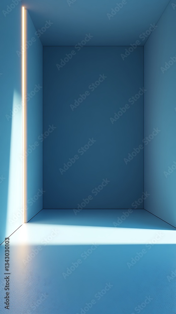 Fototapeta premium Minimal blue interior background with smooth lighting for presentations