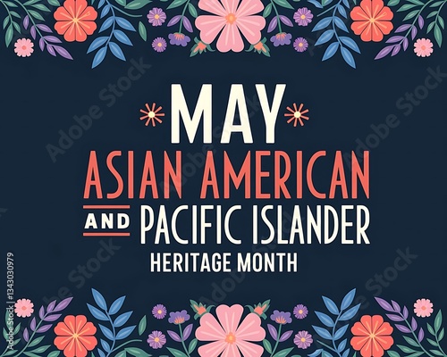 Asian American and Pacific Islander Heritage Month with Vibrant Tropical Leaves for Event Graphics and Posters.