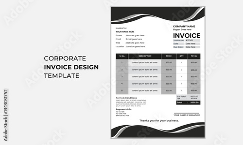 Invoice template vector design, Clean and minimalist invoice design for professional use ,Invoice minimal design for corporate business.