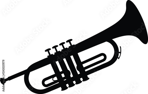 Trumpet silhouette vector, Trumpet vector icon, musical instrument silhouette vector