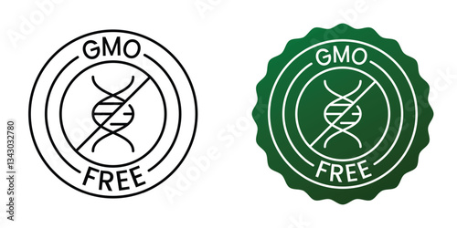 GMO free icon. label with non GMO logo sign for healthy food package design.