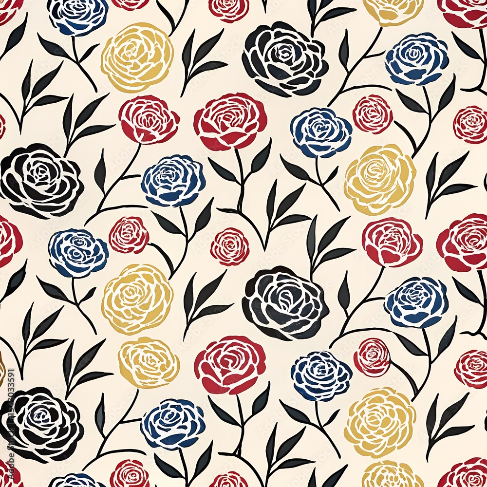 Naklejka premium pattern of various flowers 