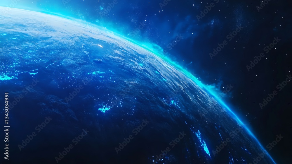 Obraz premium Mesmerizing Space View of the Earth with Glowing Aurora image