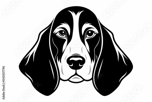 basset hound head line art silhouette vector illustration
