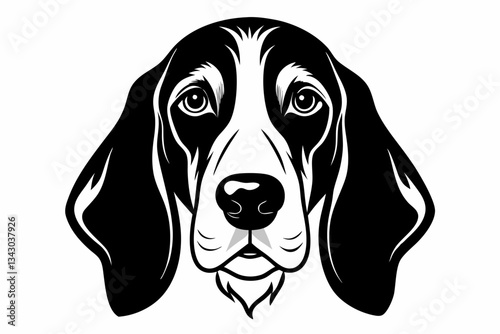 basset hound head line art silhouette vector illustration