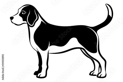 beagle line art silhouette vector illustration