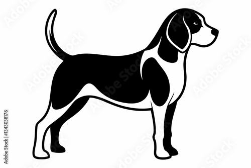 beagle line art silhouette vector illustration