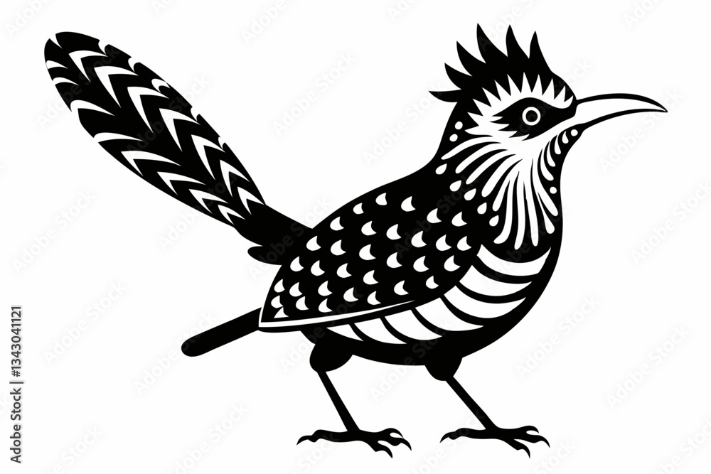 Fototapeta premium cactus wren line art silhouette vector illustration