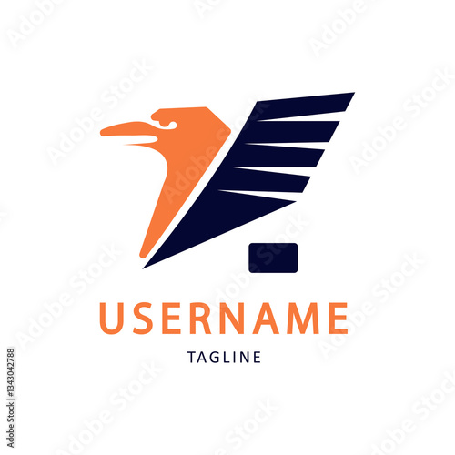 Silhouette-style eagle logo illustration vector