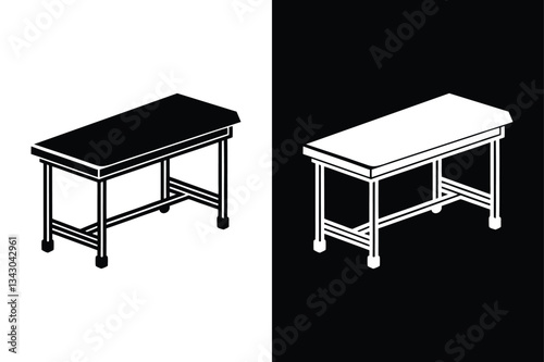 Examination Table Icon. Professional Medical Vector on Black & White Background