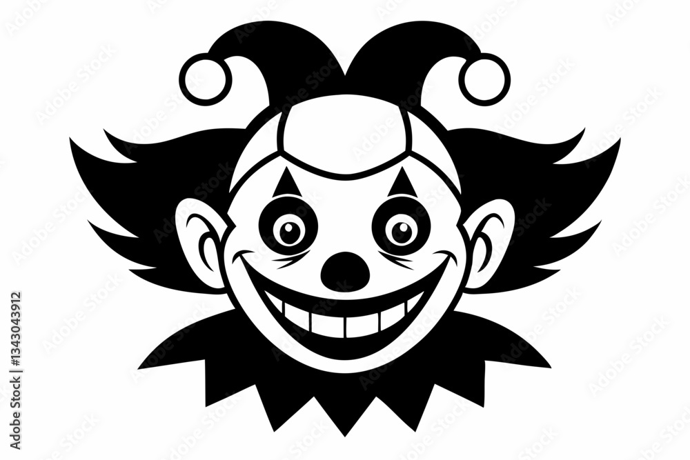 Fototapeta premium clown head line art silhouette vector illustration