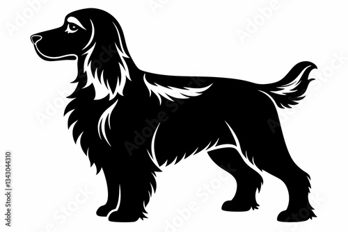 cocker spaniel line art silhouette vector illustration