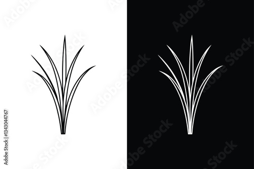 Lemongrass Flat Vector Icon. Simple Black & White Nature Concept Illustration