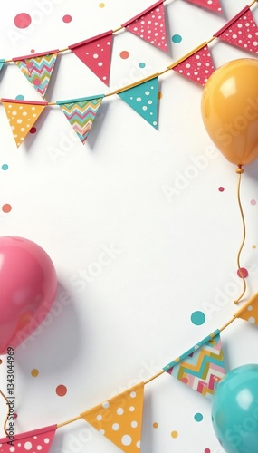 Vibrant birthday bunting with polka dots, stripes, and chevrons, celebration, garland