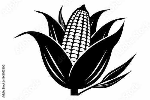 corn line art silhouette vector illustration