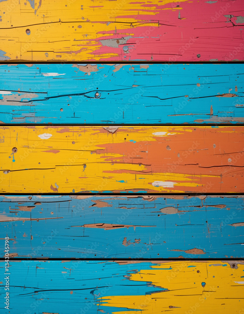 Obraz premium Brightly Colored Painted Wood - Bold & Artistic