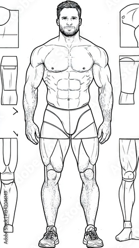 Male figure drawing anatomy study