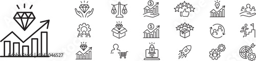 Business value icons set vector illustration. Core value editable line icon set.