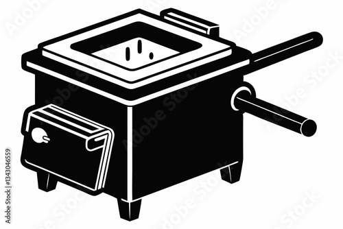 deep fryer line art silhouette vector illustration