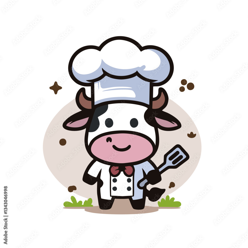 Adorable Cow Chef with Spatula Adorable Cow Chef with Spatula