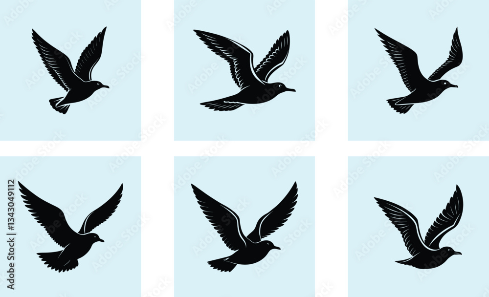 Obraz premium Flying Seagull Silhouette vector