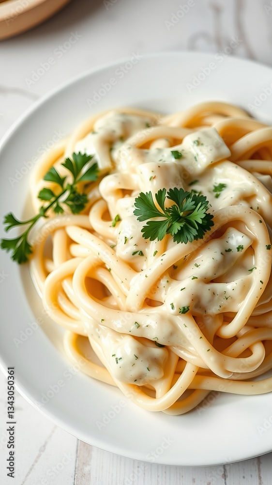 Delicious Plate of Pasta with Rich Sauce and Fresh Parsley Garnish Evoking a Cozy Culinary Experience Delicious Plate of Pasta with Rich Sauce and Fresh Parsley Garnish Evoking a Cozy Culinary Experience