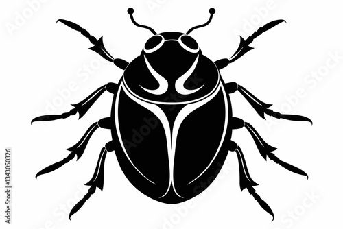 flea beetle line art silhouette vector illustration