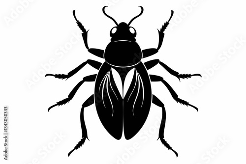 flea beetle line art silhouette vector illustration
