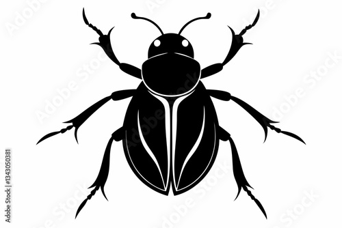 flea beetle line art silhouette vector illustration