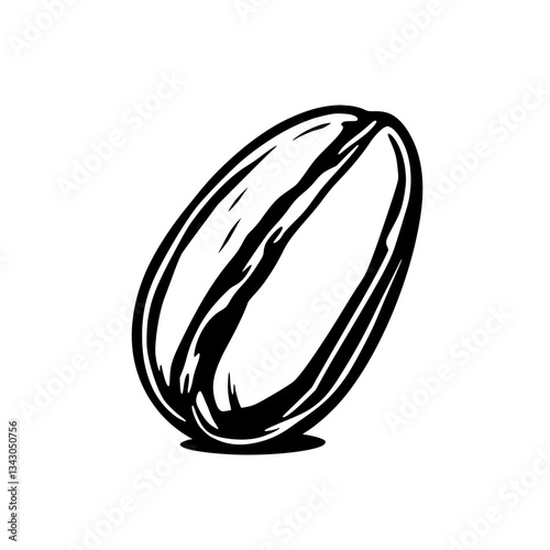 black outline vector of a whole roasted coffee bean with texture details
