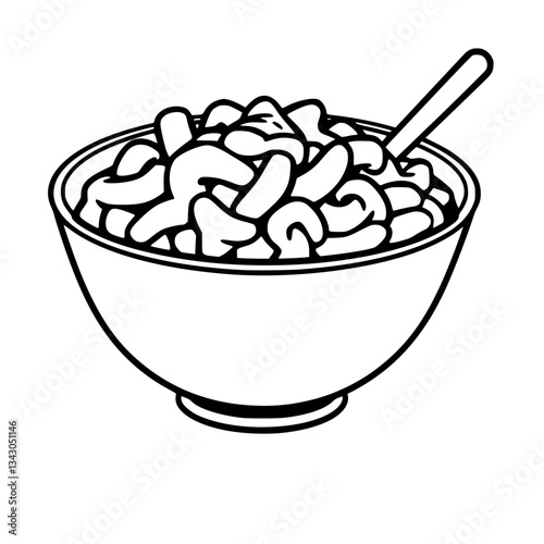 black outline vector of a bowl of macaroni and cheese