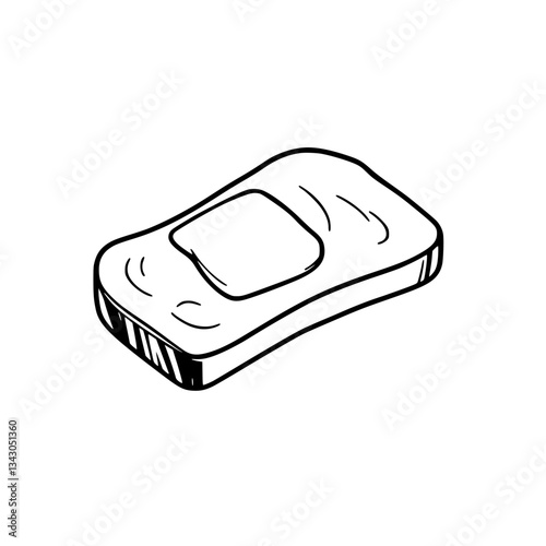 black outline vector of a buttered toast with a crispy crust