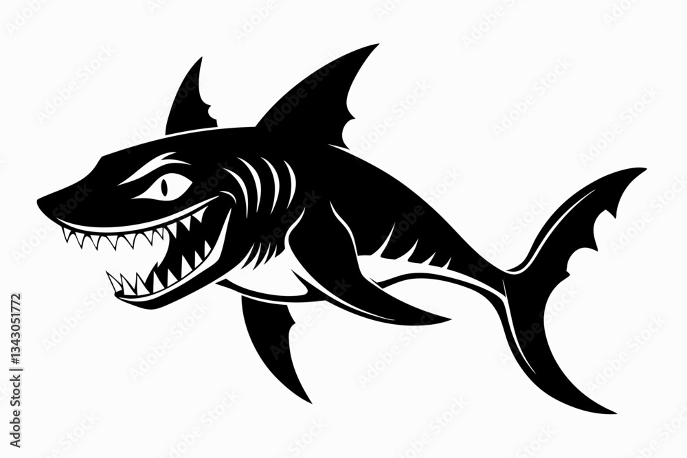 Obraz premium goblin shark line art silhouette vector illustration