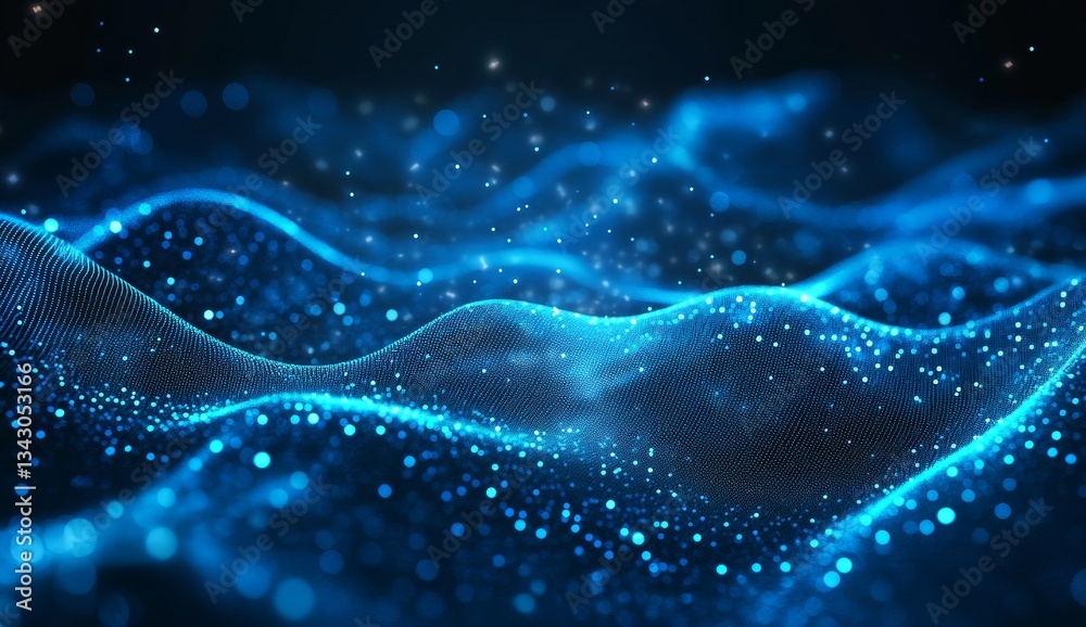 Abstract digital wave, vibrant blue particles Abstract digital wave, vibrant blue particles