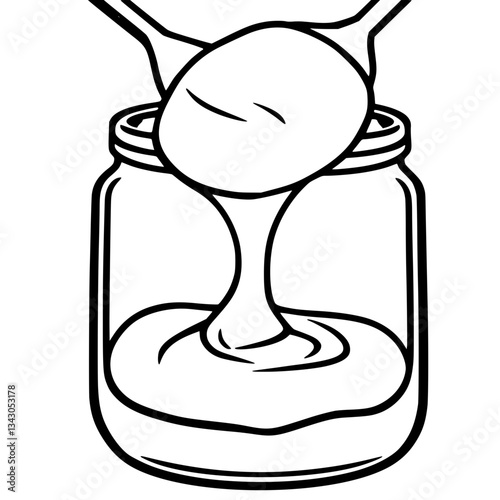 black outline vector of a scoop of peanut butter being lifted from a jar