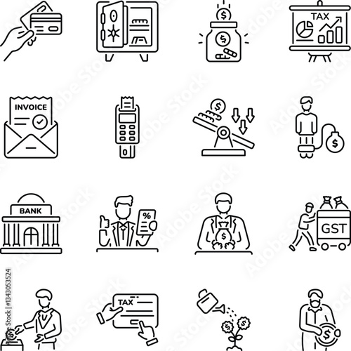 Collection of Tax Compliance Linear Icons 


