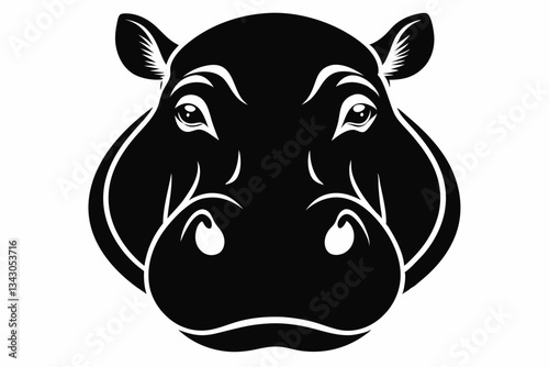 hippopotamus head line art silhouette vector illustration
