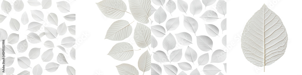 Obraz premium Delicate white leaves arranged in a soothing minimalist pattern conveying a sense of natural tranquility and simplicity