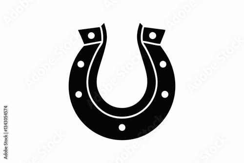 horse shoe line art silhouette vector illustration