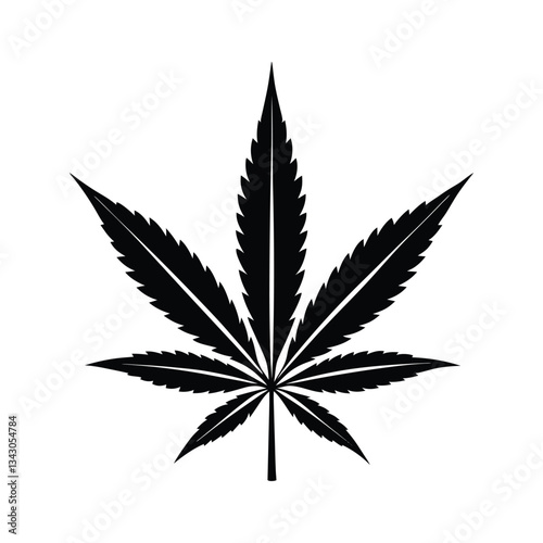 Cannabis Leaf silhouette vector art illustration
