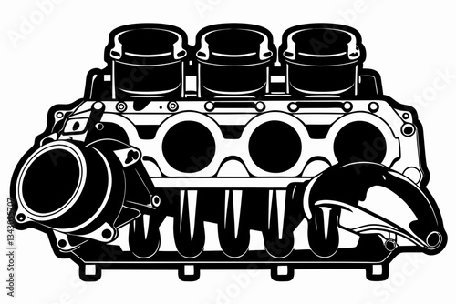 intake manifold line art silhouette vector illustration